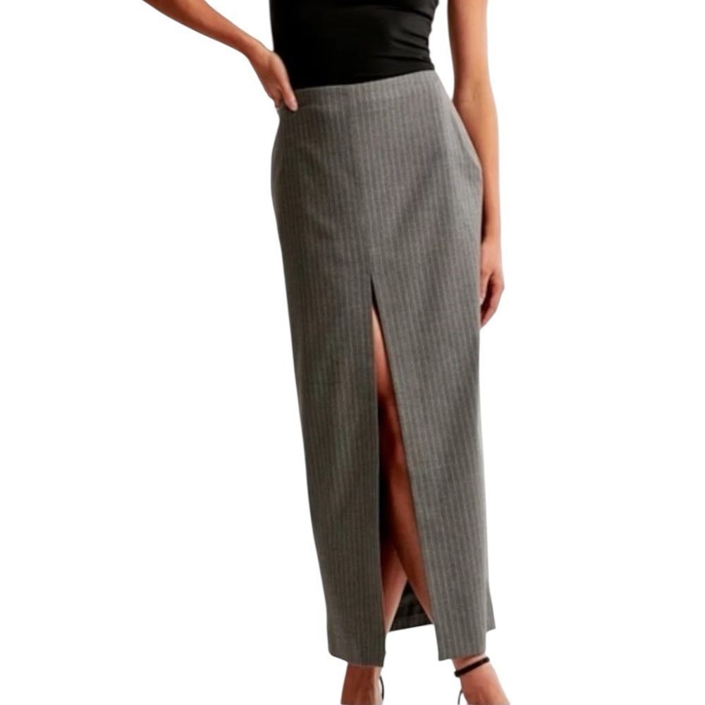 Abercrombie and Fitch, gray pinstripe mini skirt with high slit XL